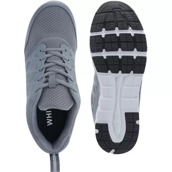 imageWHITIN Mens Steel Toe Slip Resistant Puncture Proof Construction Safety Work ShoesMesh Grey