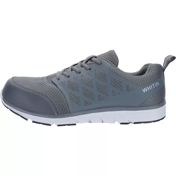 imageWHITIN Mens Steel Toe Slip Resistant Puncture Proof Construction Safety Work ShoesMesh Grey
