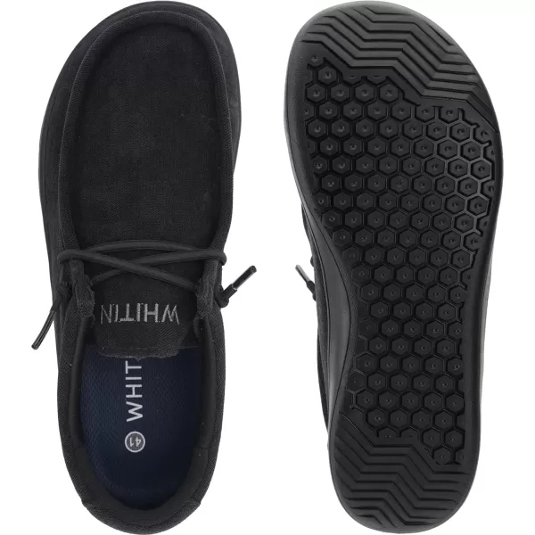 imageWHITIN Mens Wide Barefoot Slipon Loafers  Zero Drop Sole  Minimalist Casual LifestyleW861 All Black