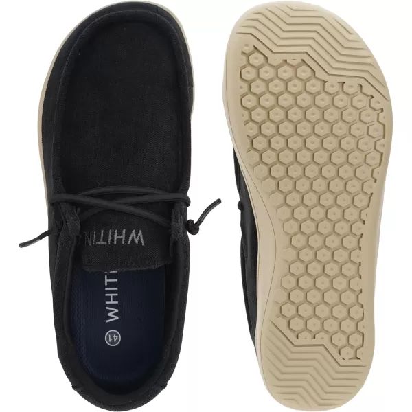 imageWHITIN Mens Wide Barefoot Slipon Loafers  Zero Drop Sole  Minimalist Casual LifestyleW861 Black Beige