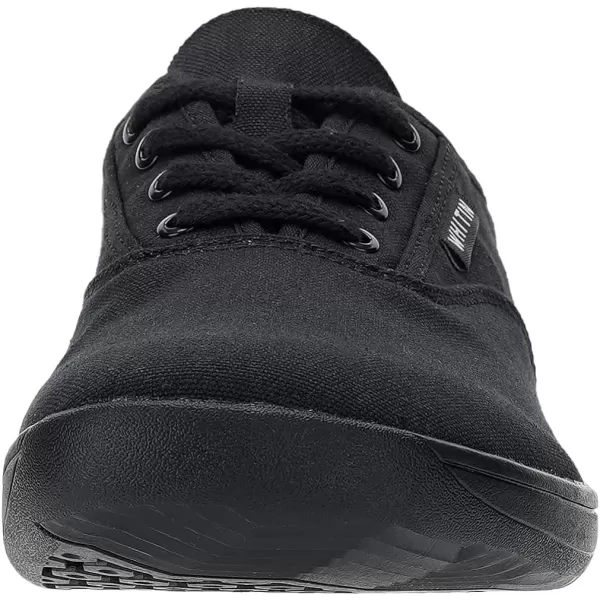 imageWHITIN Mens Wide Canvas Barefoot Sneakers  Zero Drop Sole  Minimalist FootwearW87  All Black