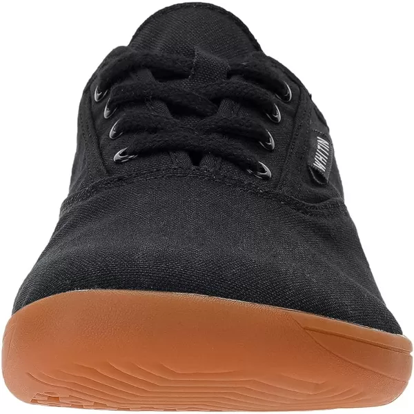 imageWHITIN Mens Wide Canvas Barefoot Sneakers  Zero Drop Sole  Minimalist FootwearW87  Black Gum