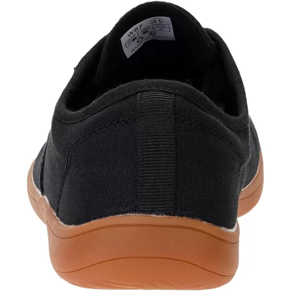 imageWHITIN Mens Wide Canvas Barefoot Sneakers  Zero Drop Sole  Minimalist FootwearW87  Black Gum