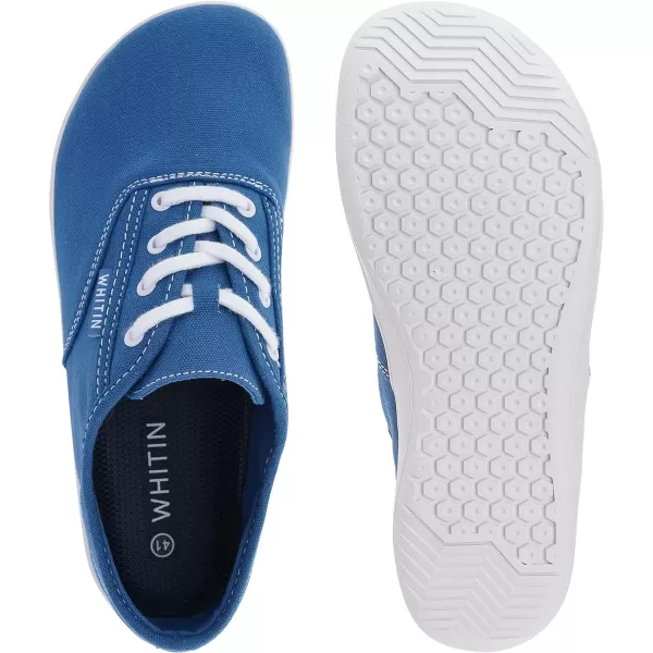 imageWHITIN Mens Wide Canvas Barefoot Sneakers  Zero Drop Sole  Minimalist FootwearW87  Blue