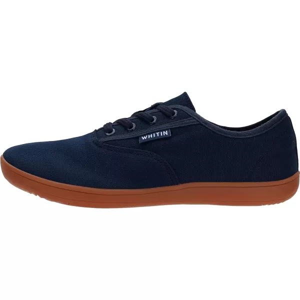 imageWHITIN Mens Wide Canvas Barefoot Sneakers  Zero Drop Sole  Minimalist FootwearW87  Dark Blue
