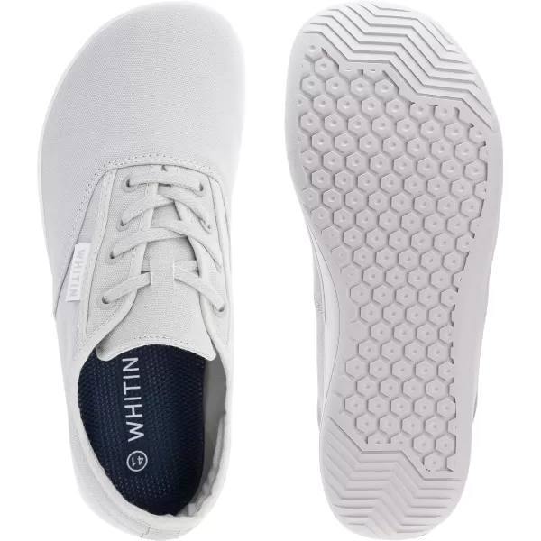 imageWHITIN Mens Wide Canvas Barefoot Sneakers  Zero Drop Sole  Minimalist FootwearW87  Light Grey