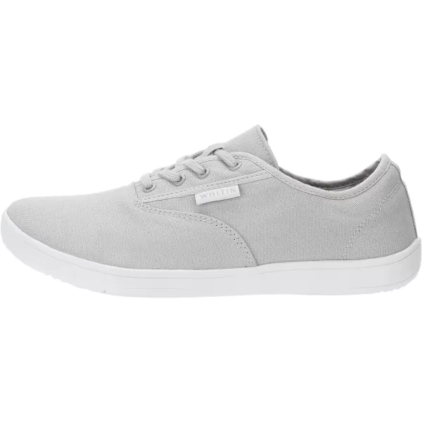 imageWHITIN Mens Wide Canvas Barefoot Sneakers  Zero Drop Sole  Minimalist FootwearW87  Light Grey