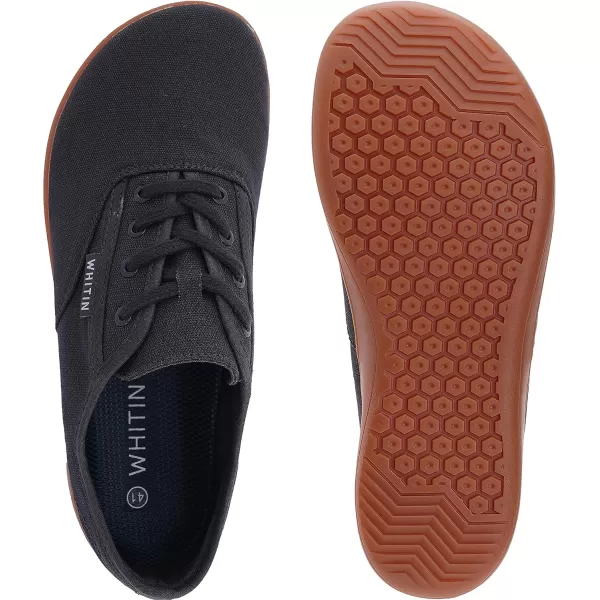 imageWHITIN Mens Wide Canvas Barefoot Sneakers  Zero Drop Sole  Minimalist FootwearW87  Volcanic Grey