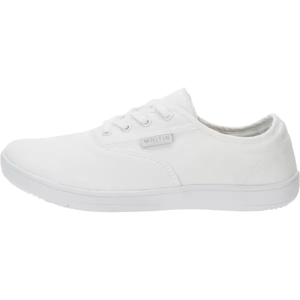 imageWHITIN Mens Wide Canvas Barefoot Sneakers  Zero Drop Sole  Minimalist FootwearW87  White