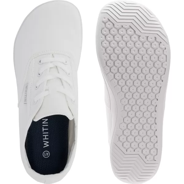imageWHITIN Mens Wide Canvas Barefoot Sneakers  Zero Drop Sole  Minimalist FootwearW87  White