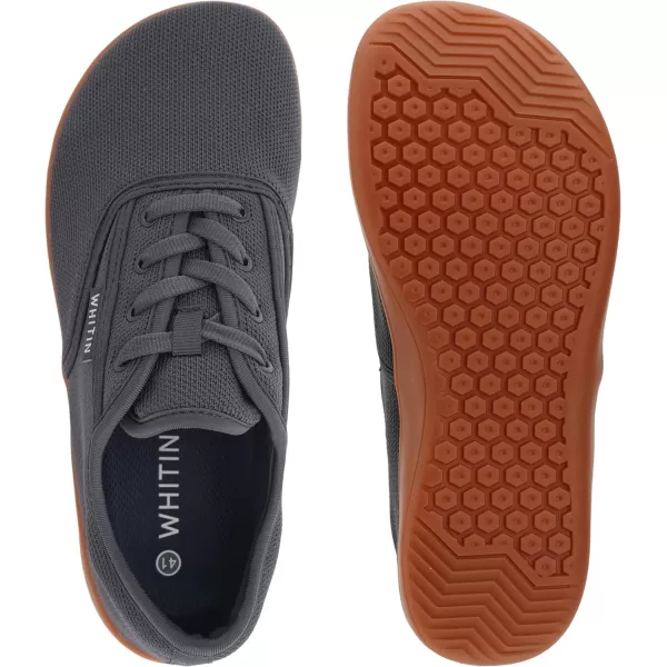 imageWHITIN Mens Wide Canvas Barefoot Sneakers  Zero Drop Sole  Minimalist FootwearW872  Grey Gum Knit Upper
