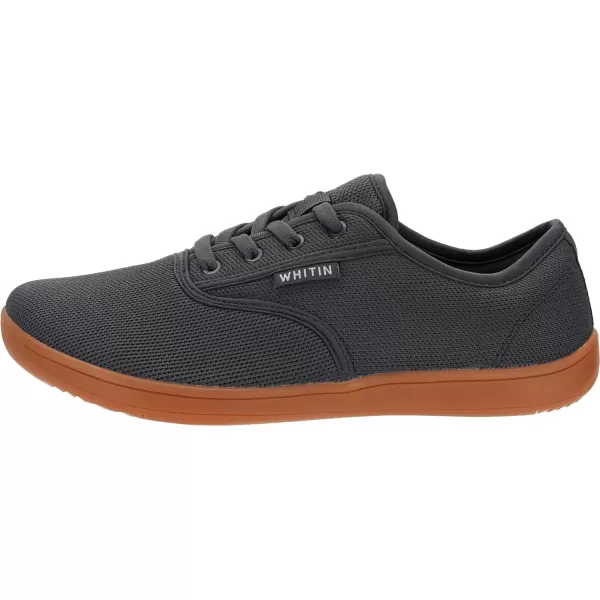 imageWHITIN Mens Wide Canvas Barefoot Sneakers  Zero Drop Sole  Minimalist FootwearW872  Grey Gum Knit Upper