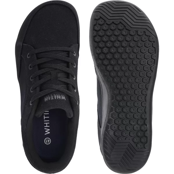 imageWHITIN Mens Wide Canvas Barefoot amp Minimalist Shoes  Zero Drop Sneaker  Natural FeelW891  All Black
