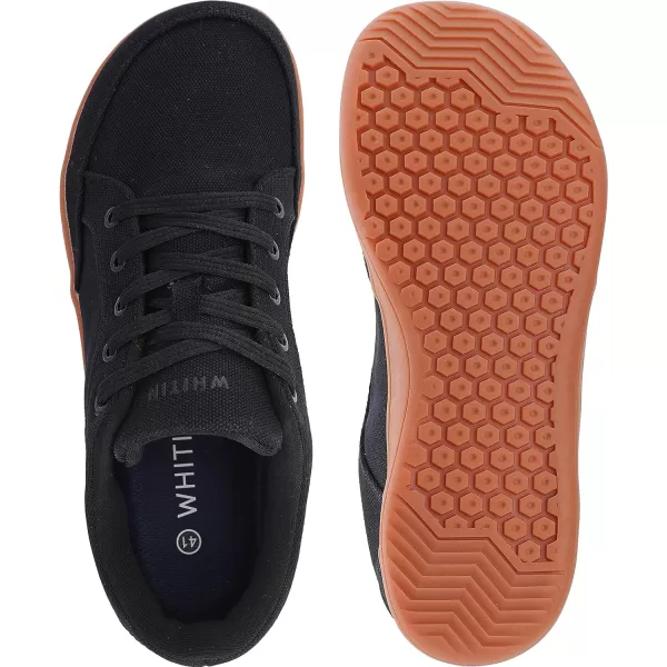 imageWHITIN Mens Wide Canvas Barefoot amp Minimalist Shoes  Zero Drop Sneaker  Natural FeelW891  BlackGum