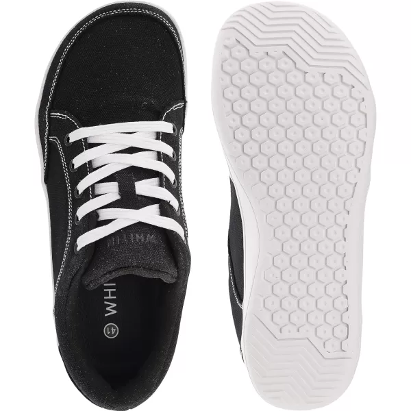 imageWHITIN Mens Wide Canvas Barefoot amp Minimalist Shoes  Zero Drop Sneaker  Natural FeelW891  BlackWhite
