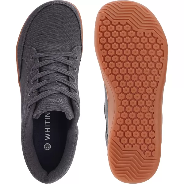 imageWHITIN Mens Wide Canvas Barefoot amp Minimalist Shoes  Zero Drop Sneaker  Natural FeelW891  Dark Grey