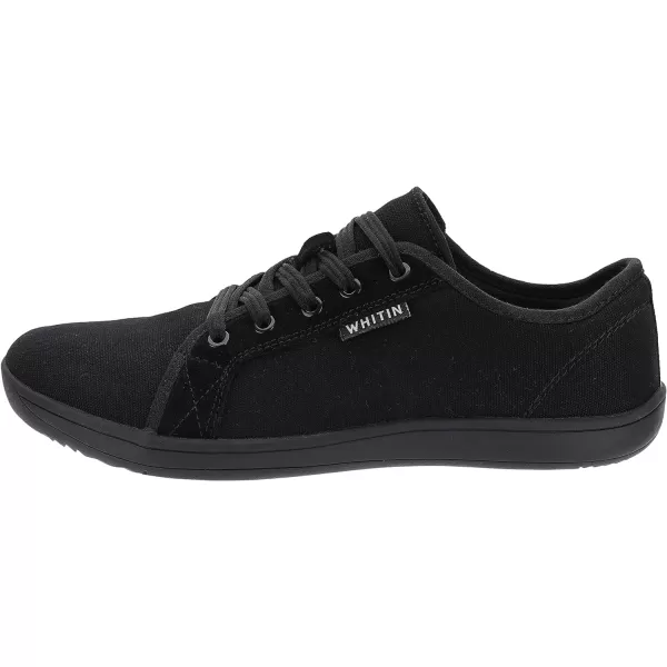 imageWHITIN Mens Wide Canvas Minimalist Barefoot Sneakers  Zero Drop Sole  Ultimate Toe FreedomW81v2 All Black  Canvas 