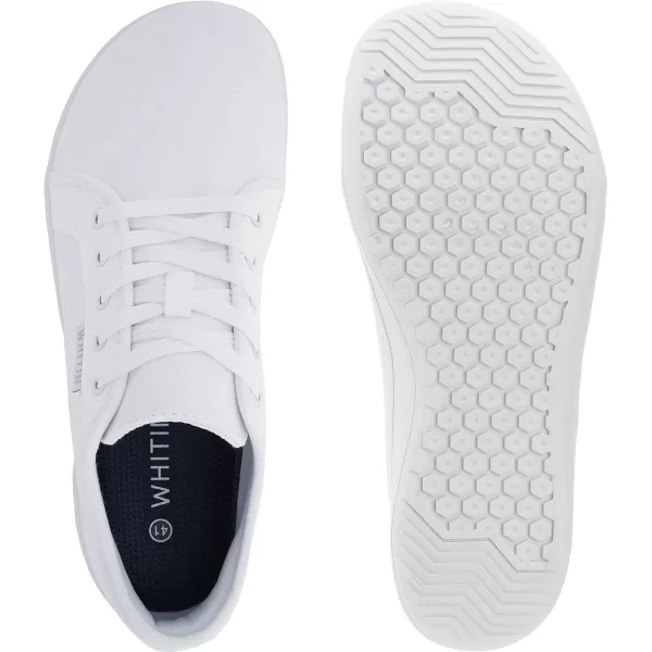 imageWHITIN Mens Wide Canvas Minimalist Barefoot Sneakers  Zero Drop Sole  Ultimate Toe FreedomW81v2 All White  Canvas 