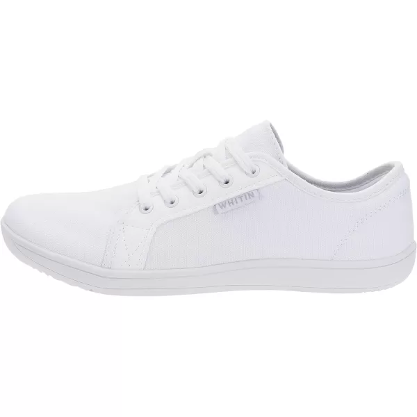 imageWHITIN Mens Wide Canvas Minimalist Barefoot Sneakers  Zero Drop Sole  Ultimate Toe FreedomW81v2 All White  Canvas 