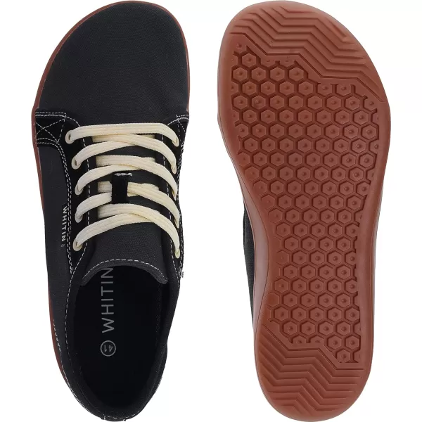 imageWHITIN Mens Wide Canvas Minimalist Barefoot Sneakers  Zero Drop Sole  Ultimate Toe FreedomW81v2 Black Gum  Canvas 