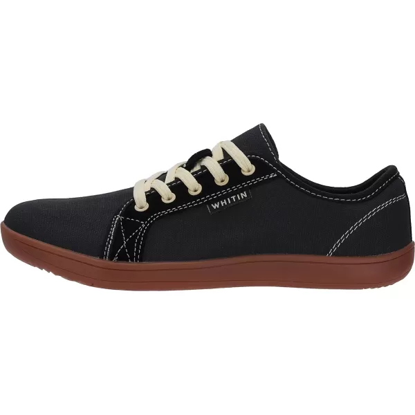 imageWHITIN Mens Wide Canvas Minimalist Barefoot Sneakers  Zero Drop Sole  Ultimate Toe FreedomW81v2 Black Gum  Canvas 