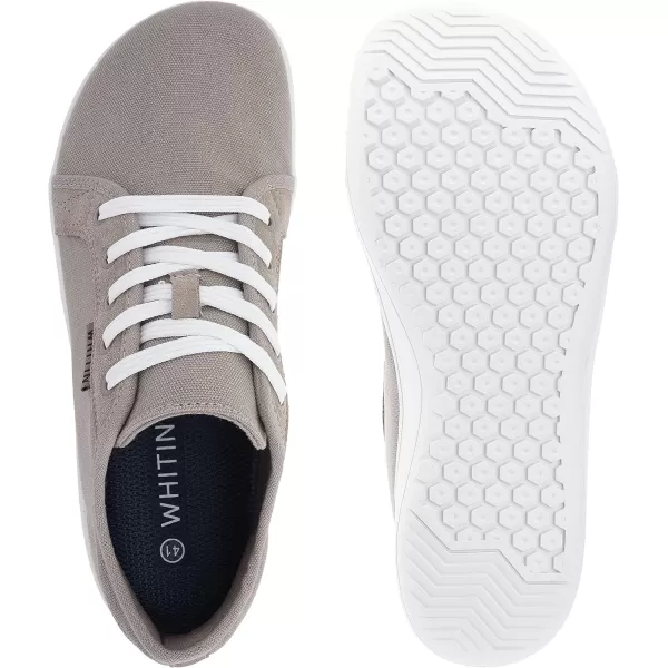 imageWHITIN Mens Wide Canvas Minimalist Barefoot Sneakers  Zero Drop Sole  Ultimate Toe FreedomW81v2 Brown Grey  Canvas 