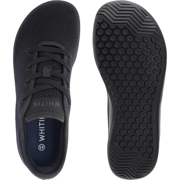 imageWHITIN Mens Wide Casual Barefoot Sneakers  Zero Drop Sole  Minimalist StyleW88  All Black