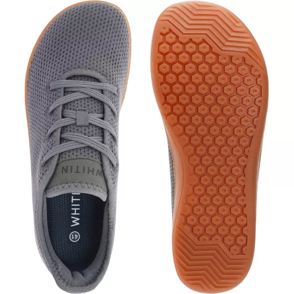 imageWHITIN Mens Wide Casual Barefoot Sneakers  Zero Drop Sole  Minimalist StyleW88  Grey Gum