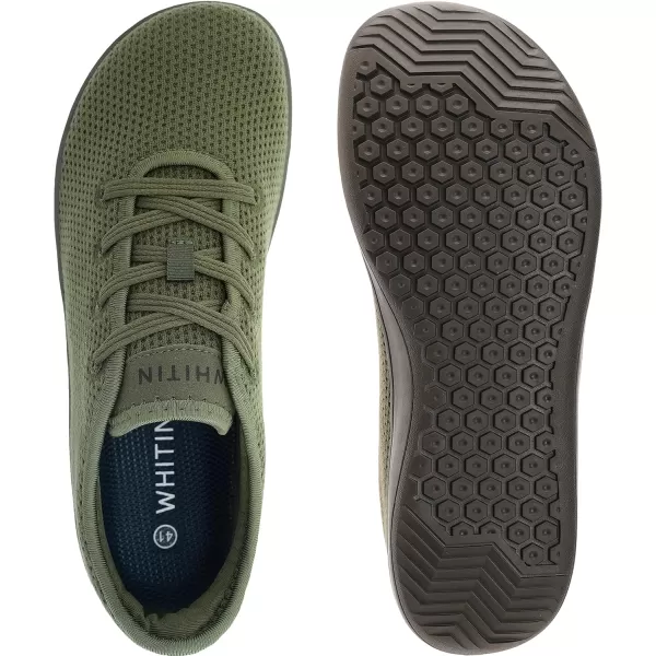 imageWHITIN Mens Wide Casual Barefoot Sneakers  Zero Drop Sole  Minimalist StyleW88  Olive Green
