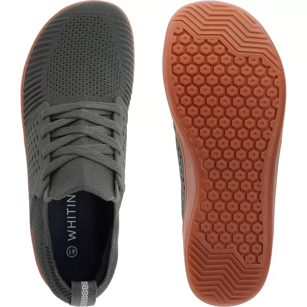 imageWHITIN Mens Wide Minimalist Barefoot Sneakers  Zero Drop  Midfoot StabilityW85 Green Gum