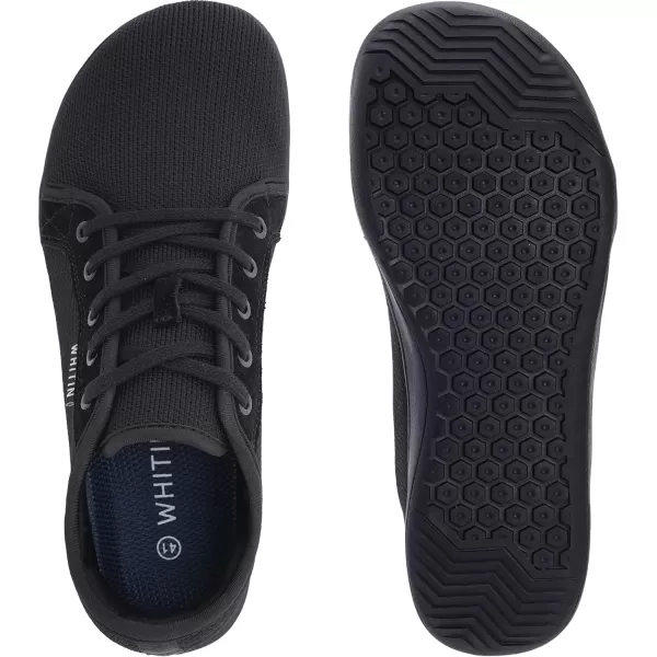 imageWHITIN Mens Wide Minimalist Barefoot Sneakers  Zero Drop Sole  Optimal RelaxationAll Black