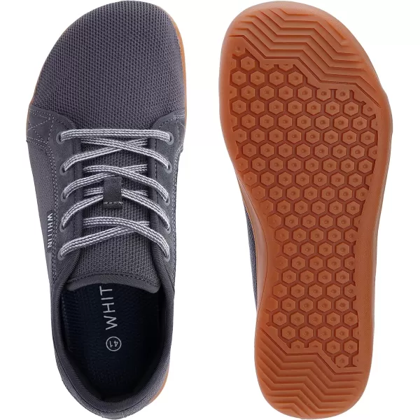 imageWHITIN Mens Wide Minimalist Barefoot Sneakers  Zero Drop Sole  Optimal RelaxationGrey Gum