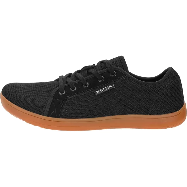 imageWHITIN Mens Wide Minimalist Barefoot Sneakers  Zero Drop Sole  Optimal RelaxationW81 Black Gum