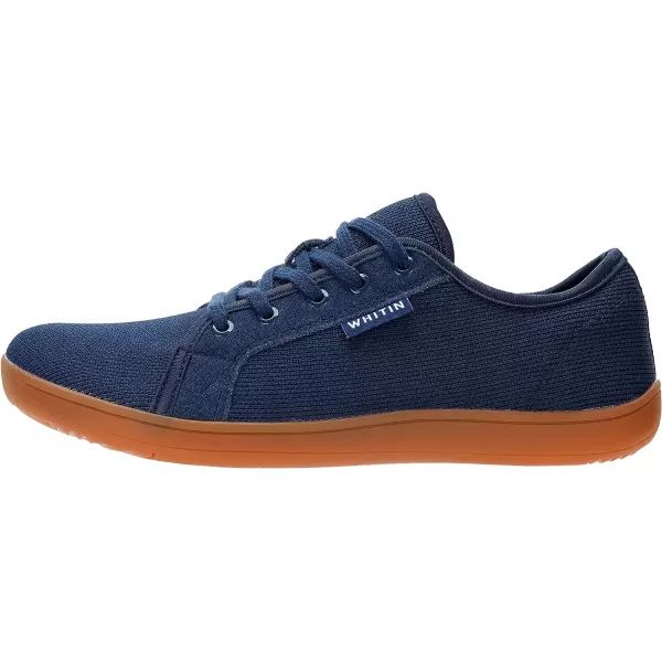 imageWHITIN Mens Wide Minimalist Barefoot Sneakers  Zero Drop Sole  Optimal RelaxationW81 Dark Blue Gum