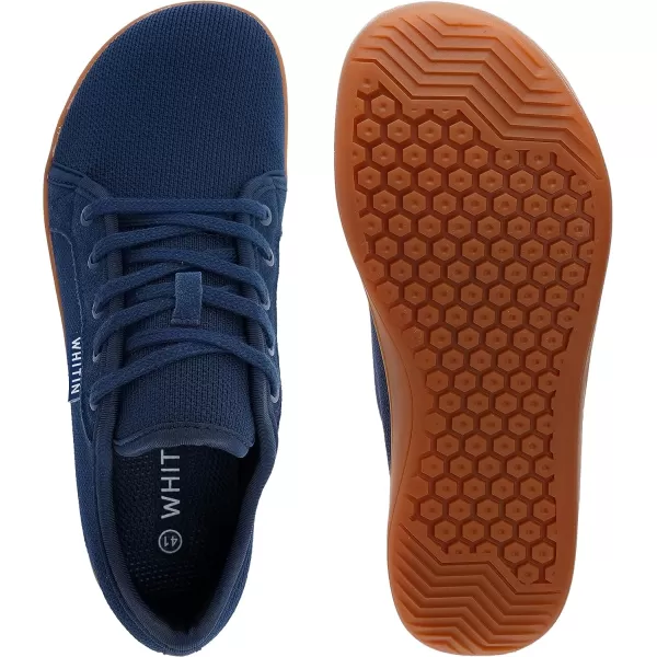 imageWHITIN Mens Wide Minimalist Barefoot Sneakers  Zero Drop Sole  Optimal RelaxationW81 Dark Blue Gum