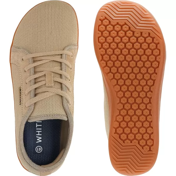 imageWHITIN Mens Wide Minimalist Barefoot Sneakers  Zero Drop Sole  Optimal RelaxationW81 Light Brown Gum