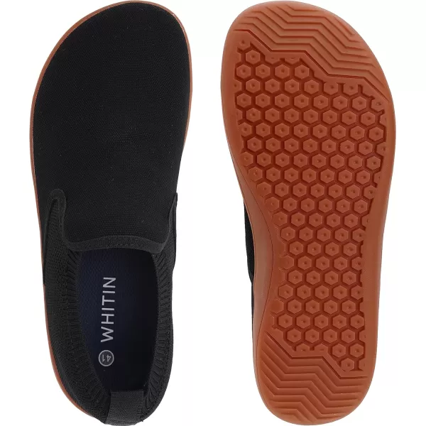 imageWHITIN Mens Wide Slip on Barefoot Shoes  Minimalist Sneakers  Elastic CollarW862  Black Gum
