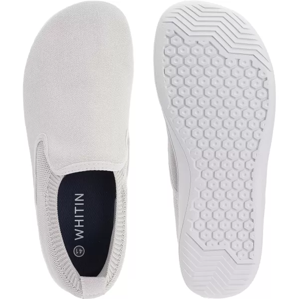 imageWHITIN Mens Wide Slip on Barefoot Shoes  Minimalist Sneakers  Elastic CollarW862  Grey White