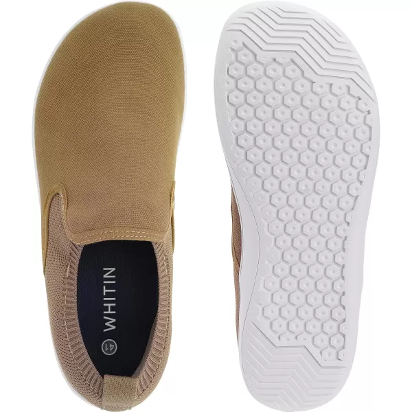 imageWHITIN Mens Wide Slip on Barefoot Shoes  Minimalist Sneakers  Elastic CollarW862  Khaki