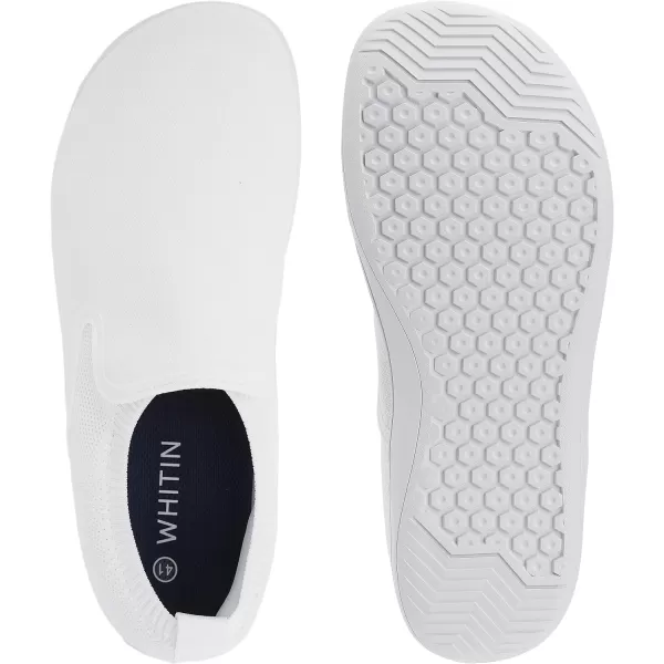 imageWHITIN Mens Wide Slip on Barefoot Shoes  Minimalist Sneakers  Elastic CollarW862  White