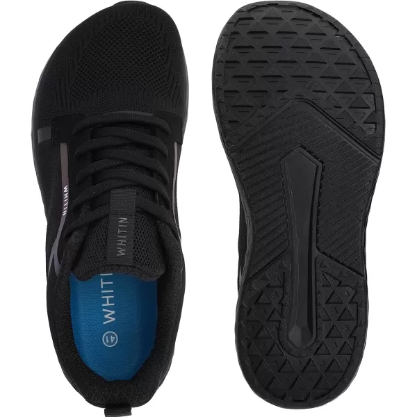 imageWHITIN Mens Wide Toe Box  Zero Drop Sole Road Running Shoes  Rubber OutsoleBlack