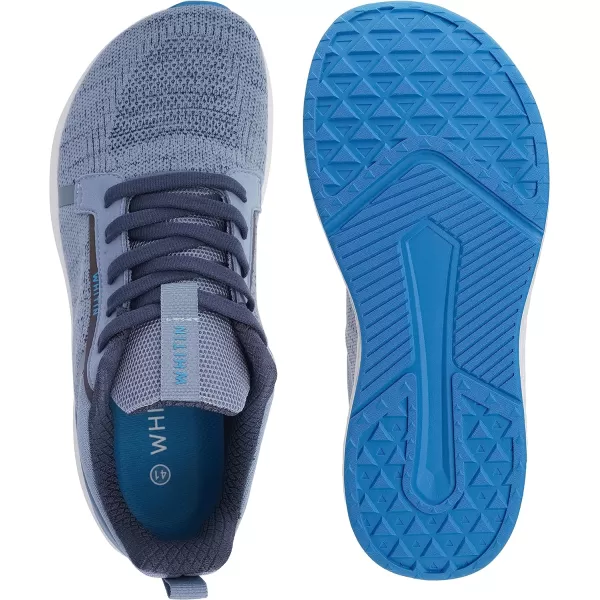 imageWHITIN Mens Wide Toe Box  Zero Drop Sole Road Running Shoes  Rubber OutsoleLight Blue