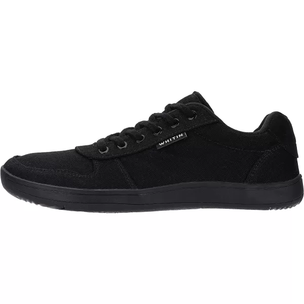 imageWHITIN Mens Wide Toe Box Barefoot Shoes  Canvas Minimalist Sneakers  Zero Drop SoleW882  All Black