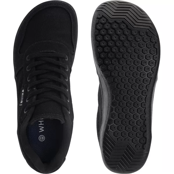imageWHITIN Mens Wide Toe Box Barefoot Shoes  Canvas Minimalist Sneakers  Zero Drop SoleW882  All Black