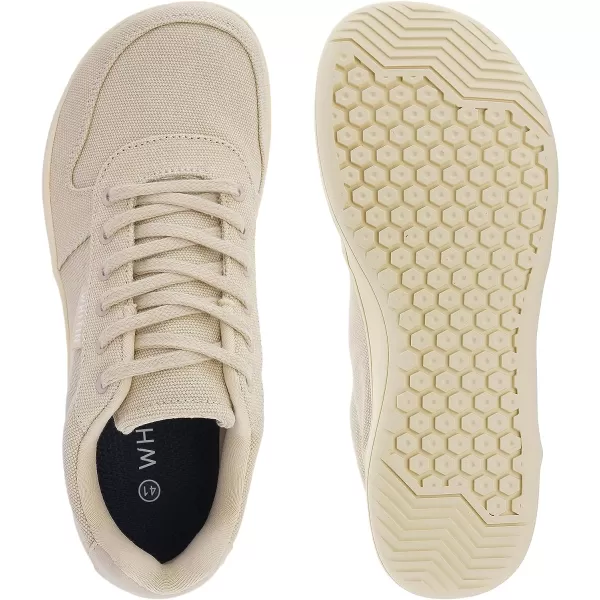 imageWHITIN Mens Wide Toe Box Barefoot Shoes  Canvas Minimalist Sneakers  Zero Drop SoleW882  Beige