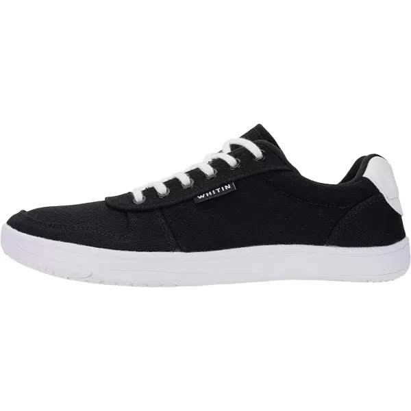 imageWHITIN Mens Wide Toe Box Barefoot Shoes  Canvas Minimalist Sneakers  Zero Drop SoleW882  Black White