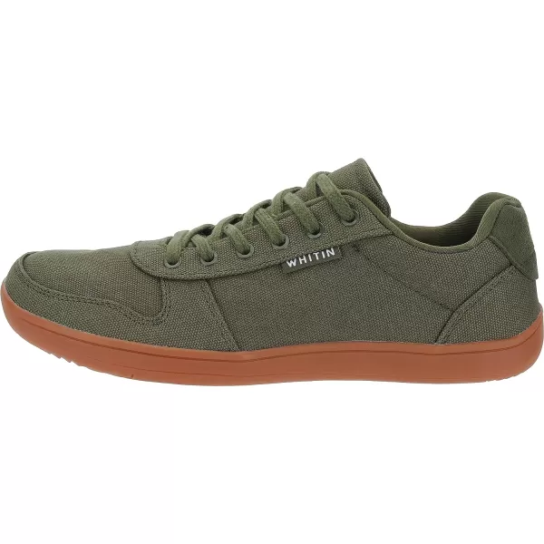 imageWHITIN Mens Wide Toe Box Barefoot Shoes  Canvas Minimalist Sneakers  Zero Drop SoleW882  Green Gum