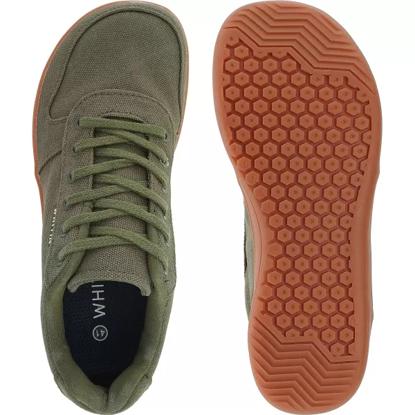 imageWHITIN Mens Wide Toe Box Barefoot Shoes  Canvas Minimalist Sneakers  Zero Drop SoleW882  Green Gum