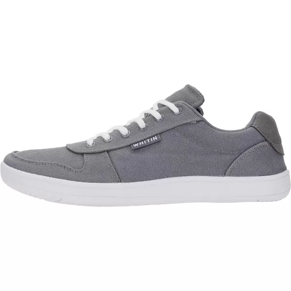 imageWHITIN Mens Wide Toe Box Barefoot Shoes  Canvas Minimalist Sneakers  Zero Drop SoleW882  Grey White