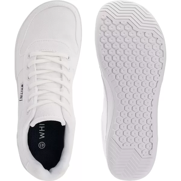 imageWHITIN Mens Wide Toe Box Barefoot Shoes  Canvas Minimalist Sneakers  Zero Drop SoleW882  White